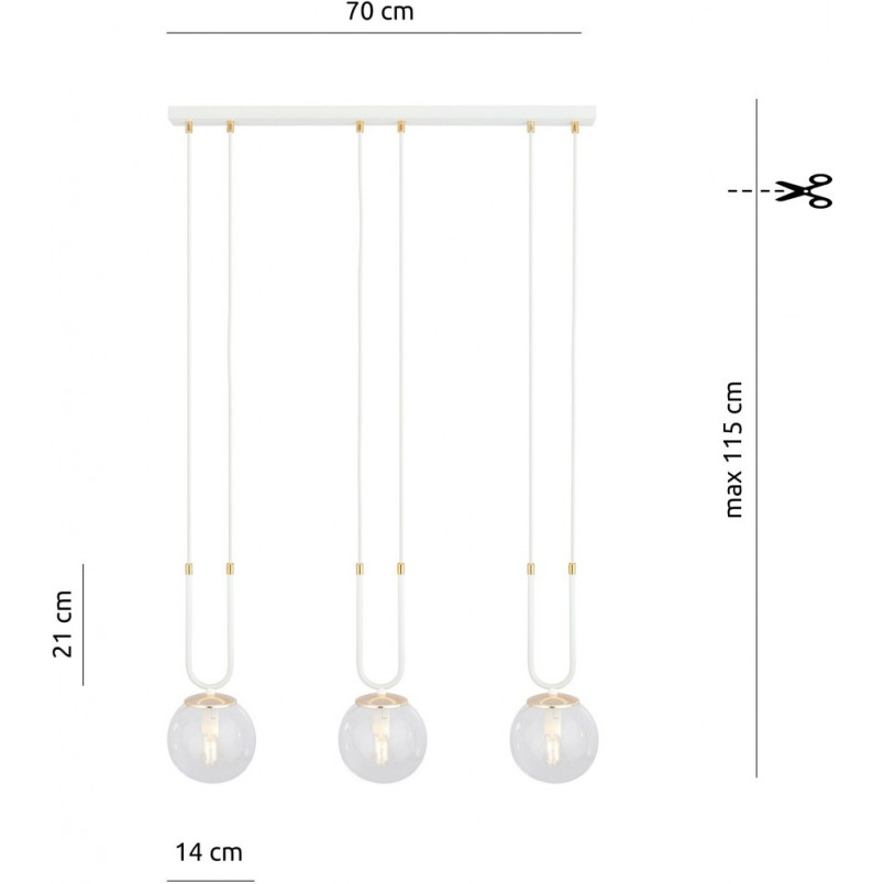 Lampa Wisząca Glam III - Szklane Kule, Biało-Przeźroczysta | Emibig