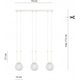 Lampa Wisząca Glam III - Szklane Kule, Biało-Przeźroczysta | Emibig