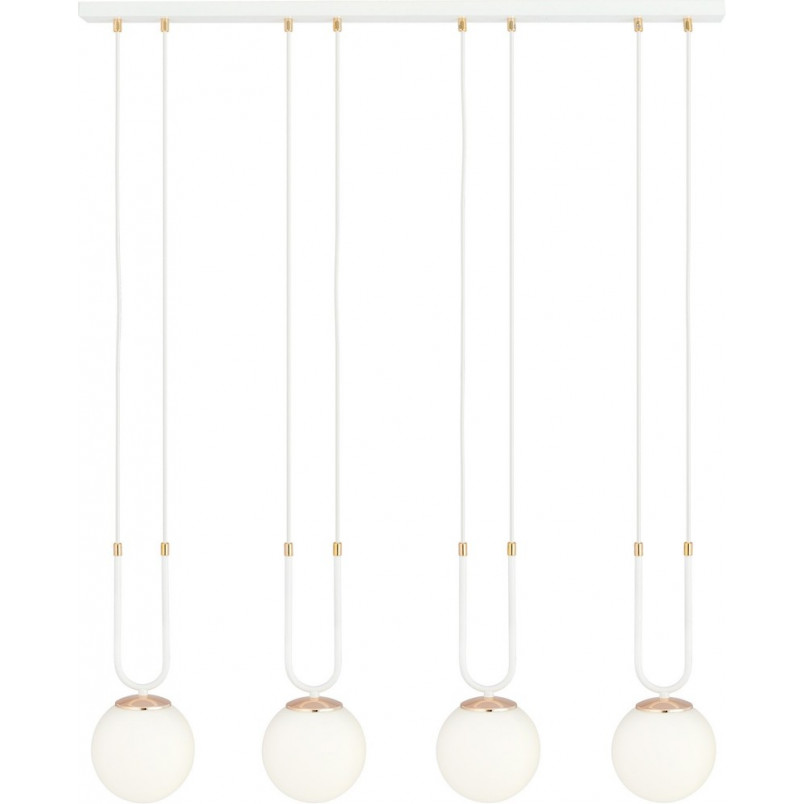Lampa wisząca Glam IV - Szklane kule, biała | Emibig