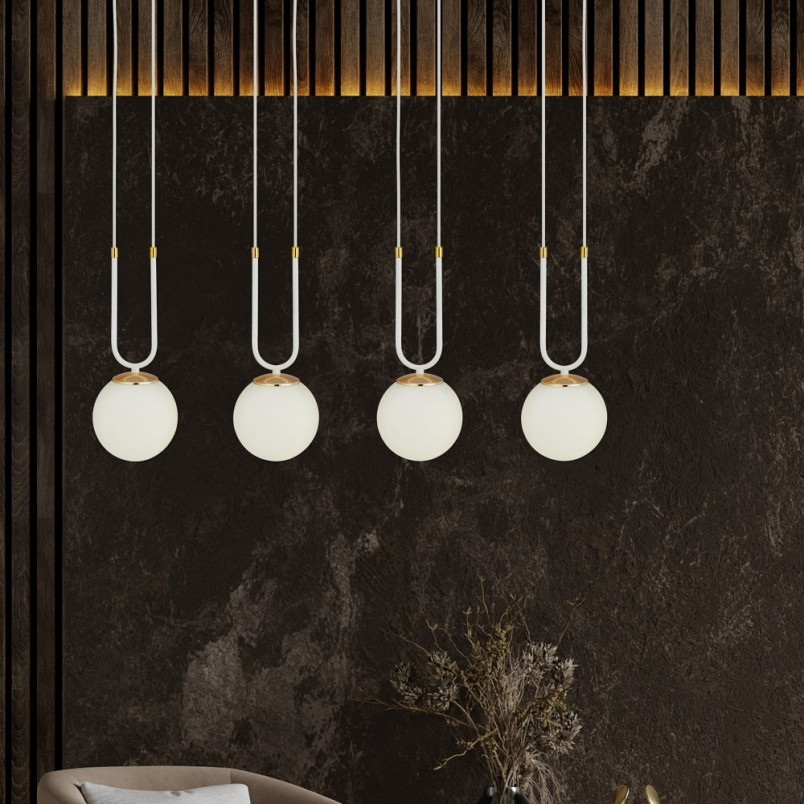Lampa wisząca Glam IV - Szklane kule, biała | Emibig