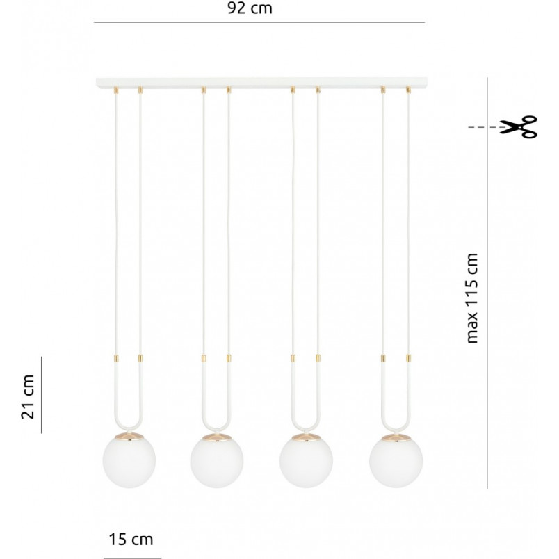 Lampa wisząca Glam IV - Szklane kule, biała | Emibig