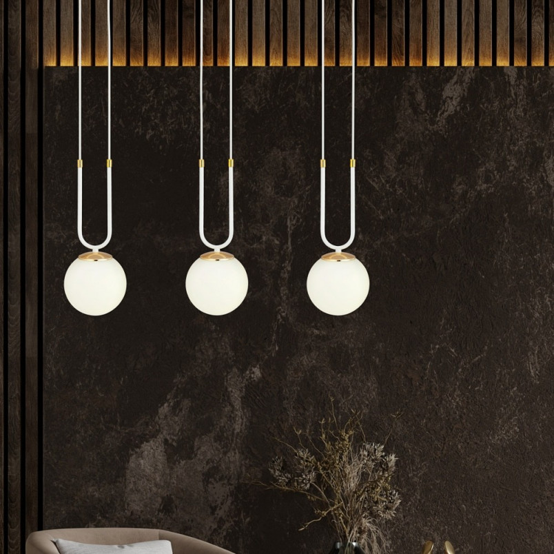 Lampa wisząca Glam III - szkło białe | Emibig