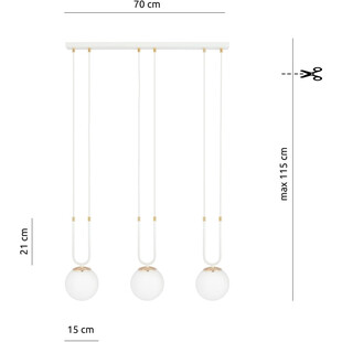 Lampa wisząca Glam III - szkło białe | Emibig