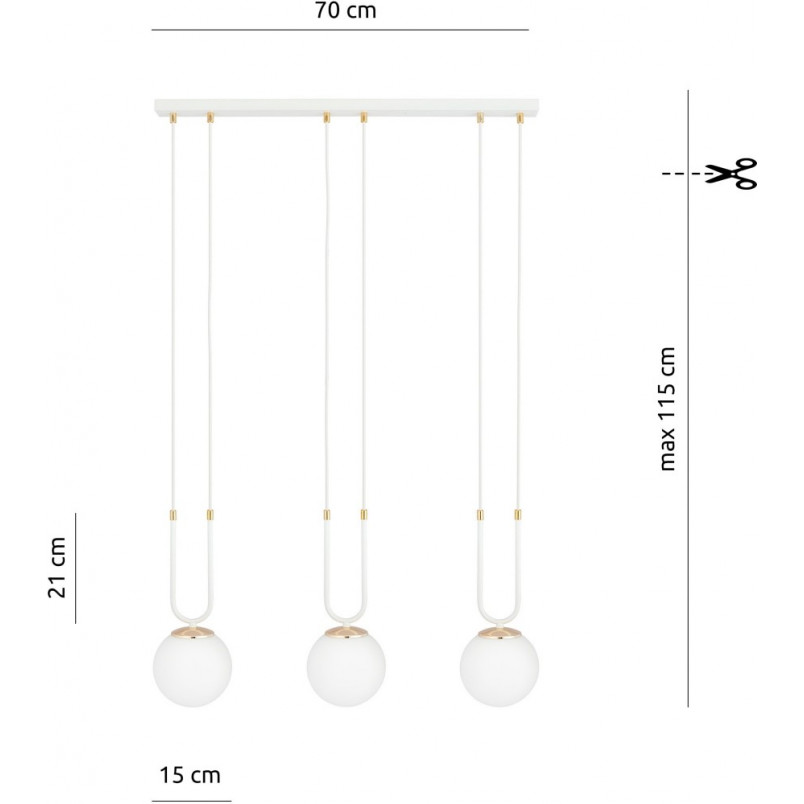 Lampa wisząca Glam III - szkło białe | Emibig