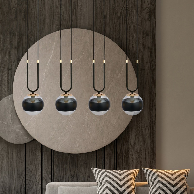 Lampa wisząca Glam IV - czarne kule szklane | Emibig