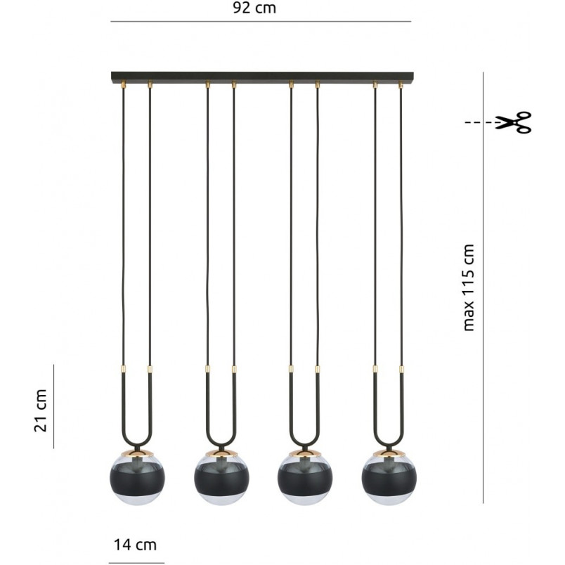 Lampa wisząca Glam IV - czarne kule szklane | Emibig