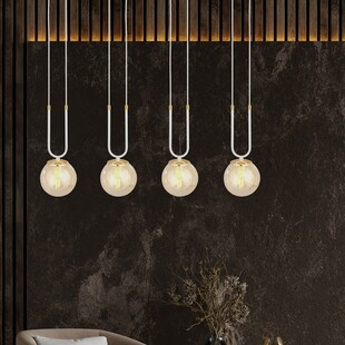 Lampa wisząca Glam IV - szklane kule, bursztyn | Emibig