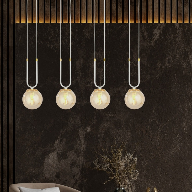 Lampa wisząca Glam IV - szklane kule, bursztyn | Emibig
