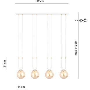 Lampa wisząca Glam IV - szklane kule, bursztyn | Emibig