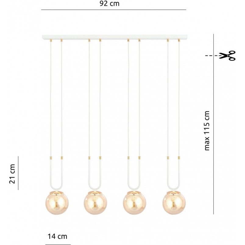 Lampa wisząca Glam IV - szklane kule, bursztyn | Emibig