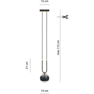 Lampa wisząca Glam czarna - Emibig | Kula szklana 14cm