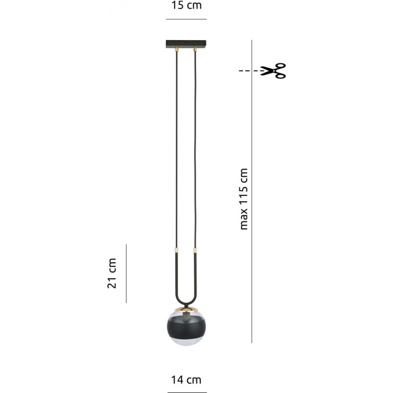 Lampa wisząca Glam czarna - Emibig | Kula szklana 14cm