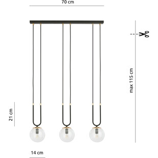 Lampa Wisząca Glam III - 3 kule szklane | Emibig