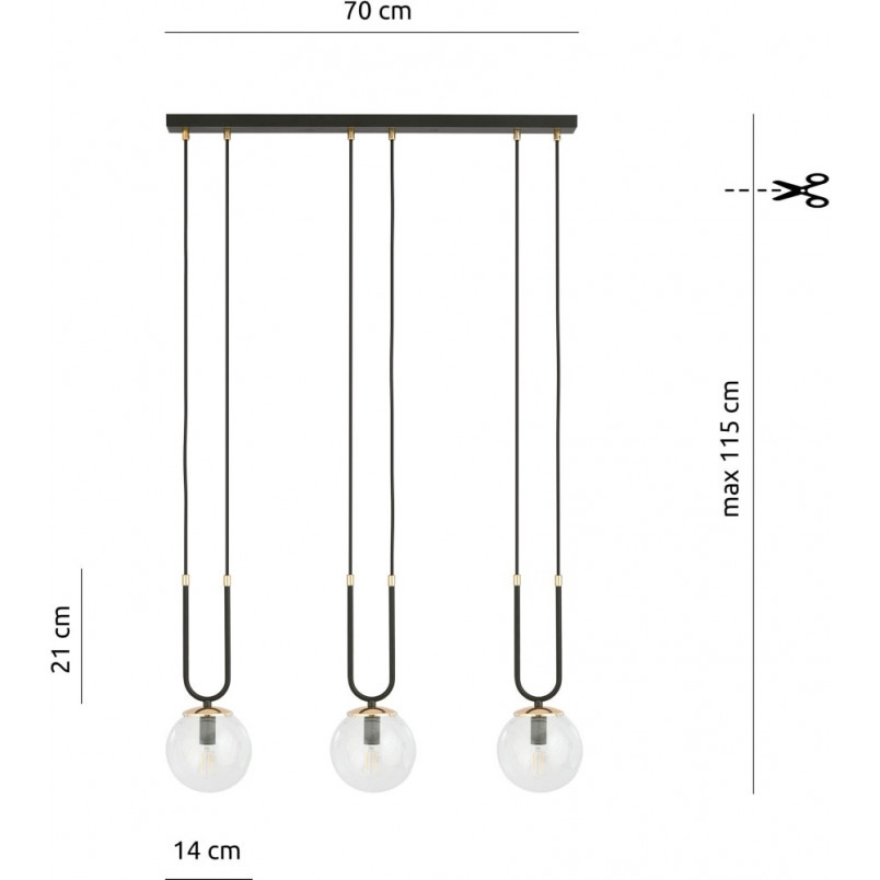 Lampa Wisząca Glam III - 3 kule szklane | Emibig