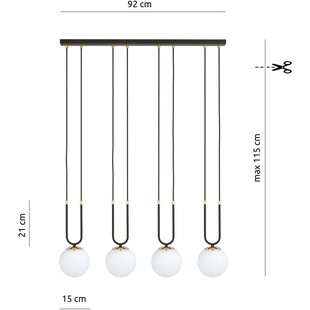 Lampa Wisząca Glam IV - Szkło Biało-Czarna | Emibig
