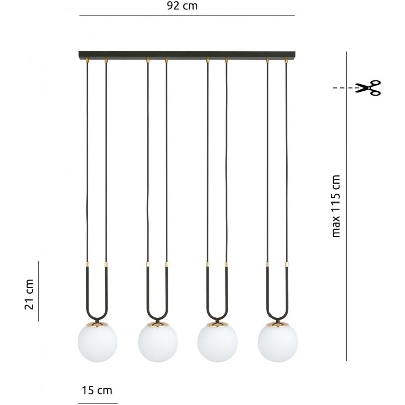 Lampa Wisząca Glam IV - Szkło Biało-Czarna | Emibig