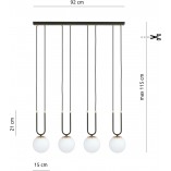 Lampa Wisząca Glam IV - Szkło Biało-Czarna | Emibig
