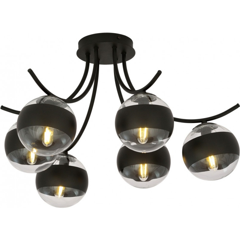 Lampa Sufitowa Boston VI | Szkło Czarno-Przeźroczyste | Emibig