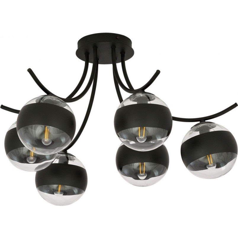 Lampa Sufitowa Boston VI | Szkło Czarno-Przeźroczyste | Emibig