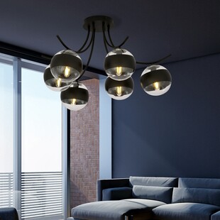 Lampa Sufitowa Boston VI | Szkło Czarno-Przeźroczyste | Emibig