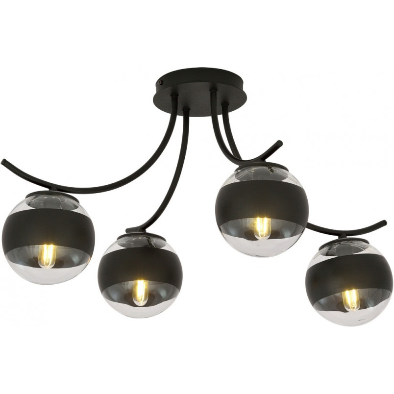 Lampa sufitowa Boston IV - szkło czarno-przeźroczyste | Emibig