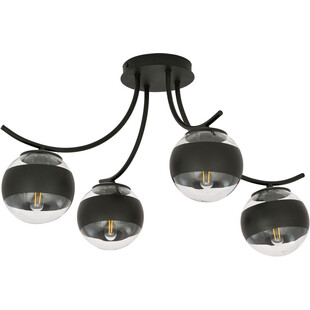 Lampa sufitowa szklane kule Boston IV 70cm czarno-przeźroczysta Emibig