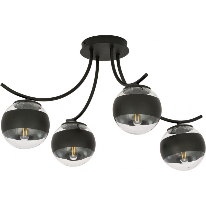 Lampa sufitowa Boston IV - szkło czarno-przeźroczyste | Emibig