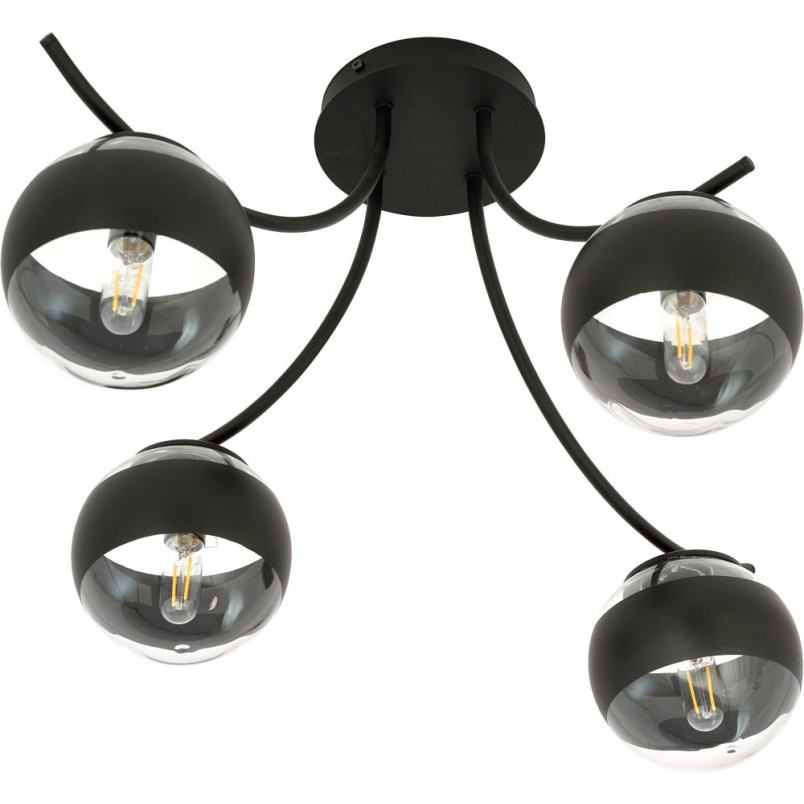 Lampa sufitowa Boston IV - szkło czarno-przeźroczyste | Emibig