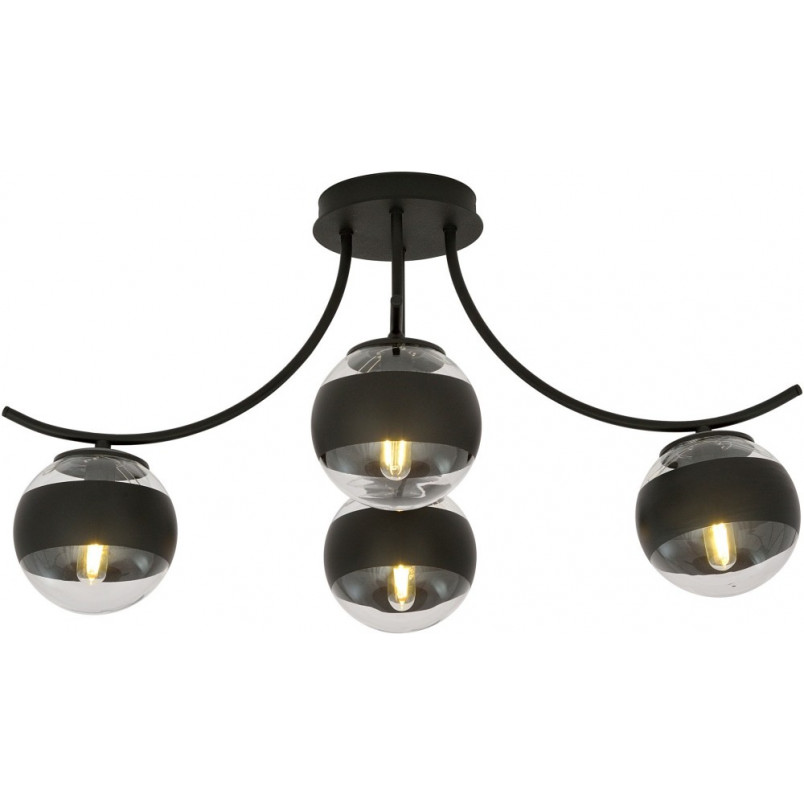 Lampa sufitowa Boston IV - szkło czarno-przeźroczyste | Emibig