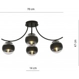 Lampa sufitowa Boston IV - szkło czarno-przeźroczyste | Emibig