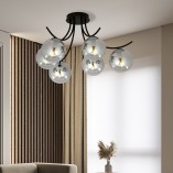 Lampa Sufitowa Boston VI - Szklane Kule, Grafit/Czarny | Emibig