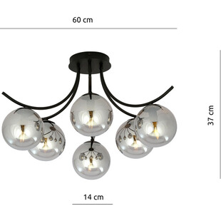 Lampa Sufitowa Boston VI - Szklane Kule, Grafit/Czarny | Emibig