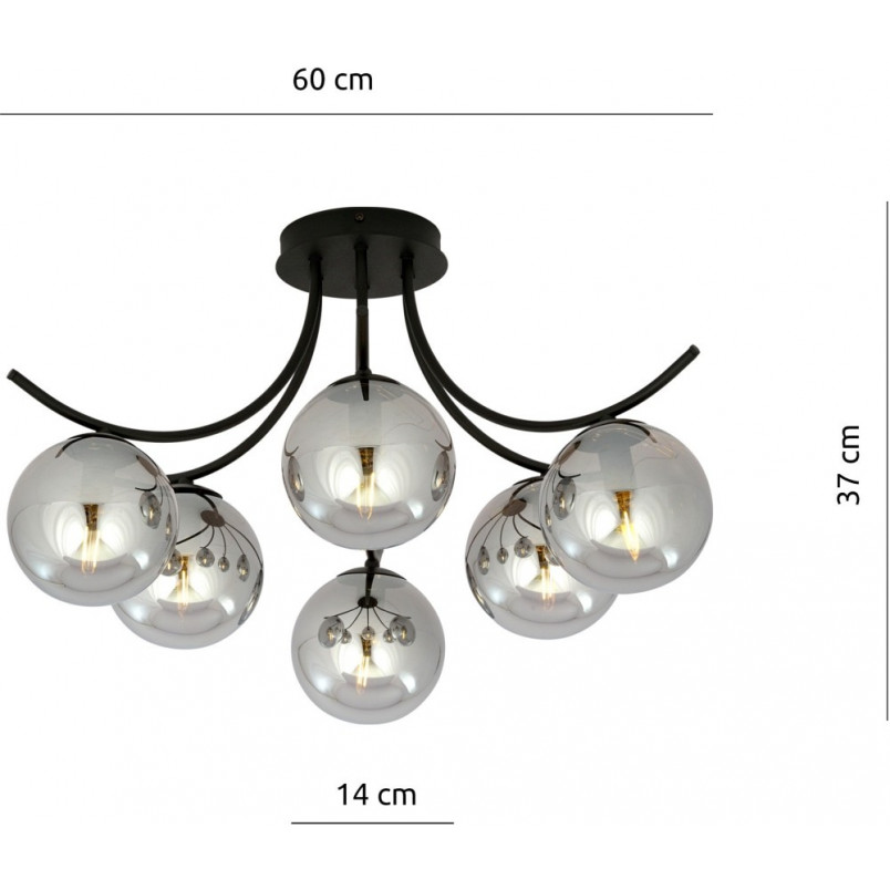 Lampa Sufitowa Boston VI - Szklane Kule, Grafit/Czarny | Emibig