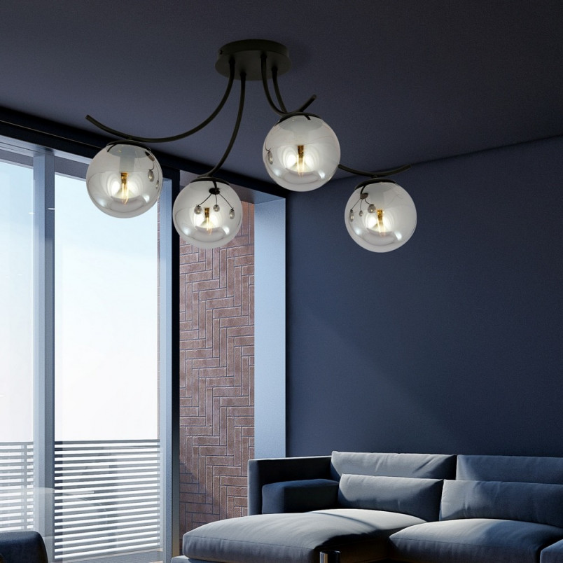 Lampa Sufitowa Boston IV - Szklane Kule, Grafit/Czarny | Emibig