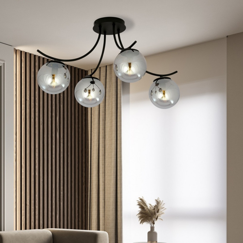 Lampa Sufitowa Boston IV - Szklane Kule, Grafit/Czarny | Emibig