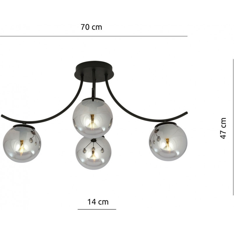 Lampa Sufitowa Boston IV - Szklane Kule, Grafit/Czarny | Emibig