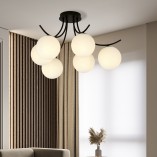 Lampa Sufitowa Boston VI - Szklane Kule, Biało-Czarna | Emibig