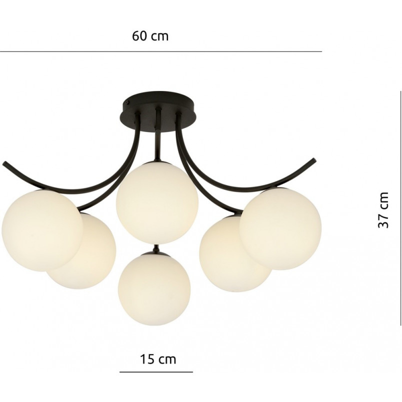 Lampa Sufitowa Boston VI - Szklane Kule, Biało-Czarna | Emibig