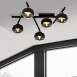 Lampa sufitowa Emibig - Szklane Kule Smart | 67cm, Czarno-przezroczysta