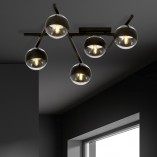 Lampa sufitowa Emibig - Szklane Kule Smart | 67cm, Czarno-przezroczysta