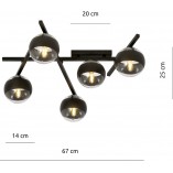 Lampa sufitowa Emibig - Szklane Kule Smart | 67cm, Czarno-przezroczysta