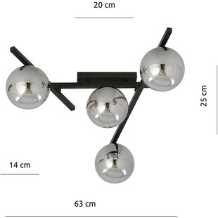 Lampa sufitowa Emibig SMART - szklane kule, grafit/czarny