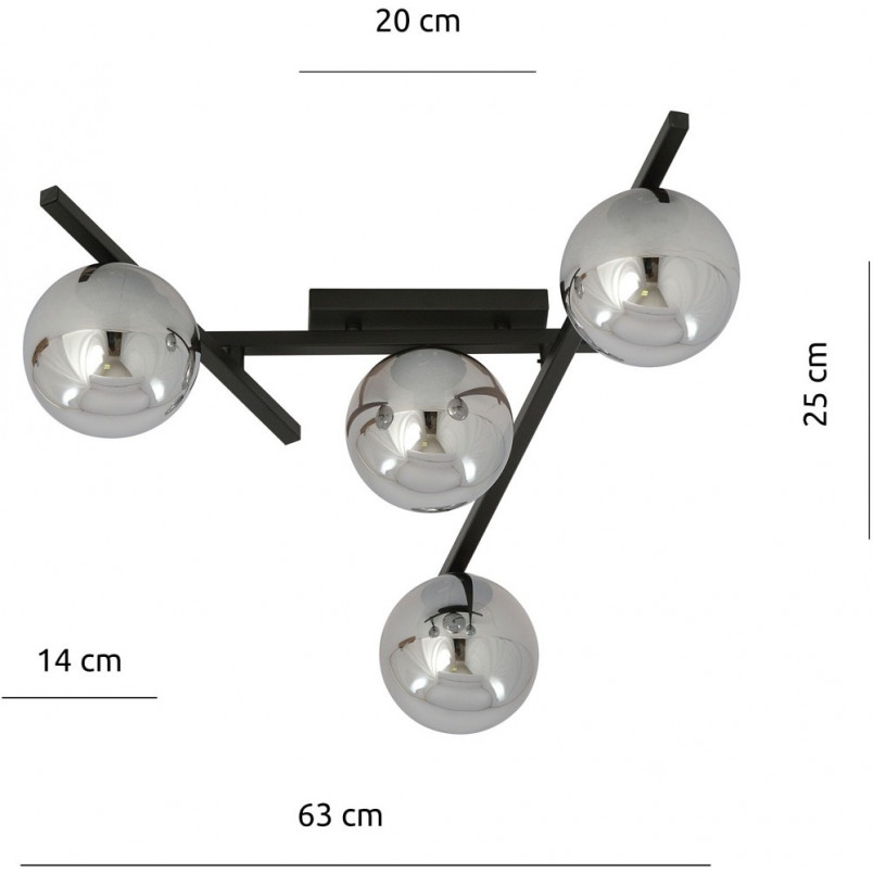 Lampa sufitowa Emibig SMART - szklane kule, grafit/czarny