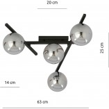 Lampa sufitowa Emibig SMART - szklane kule, grafit/czarny