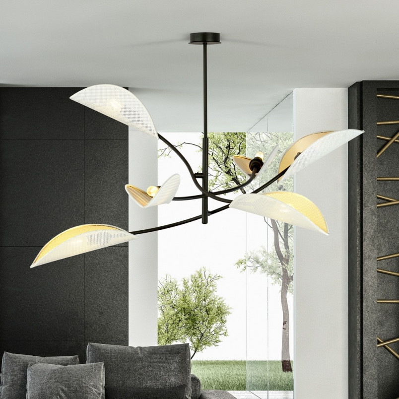 Lampa Sufitowa Lotus VI Biało-Złota Emibig | Nowoczesny Design