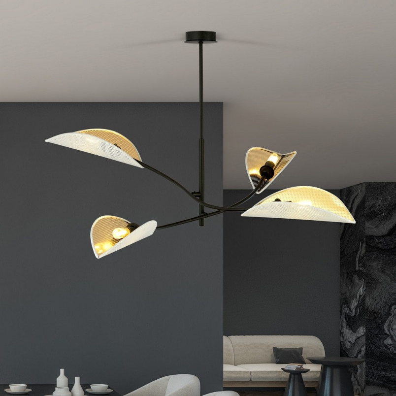 Lampa Sufitowa Lotus IV - Biało-Złota Emibig | Sklep z Lampami