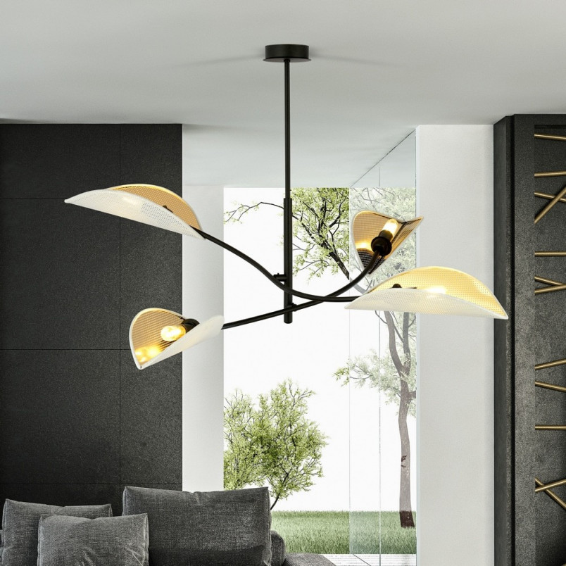 Lampa Sufitowa Lotus IV - Biało-Złota Emibig | Sklep z Lampami
