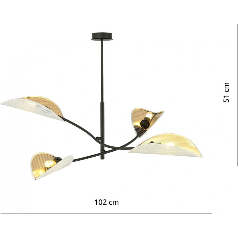 Lampa Sufitowa Lotus IV - Biało-Złota Emibig | Sklep z Lampami