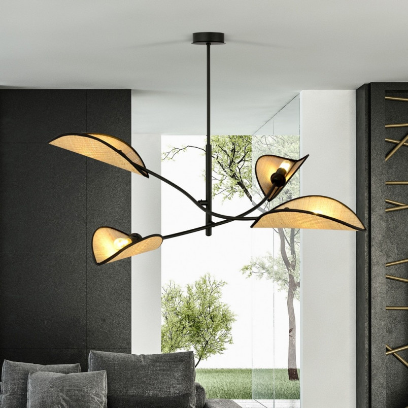 Lampa Sufitowa Lotus IV Rattanowa | Emibig - Boho Styl