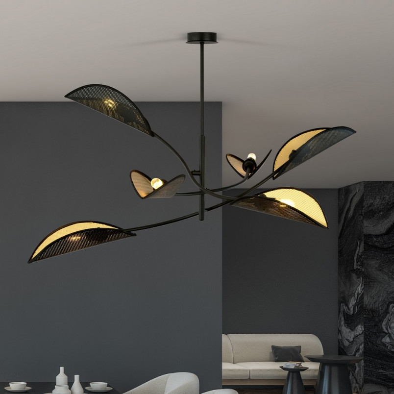 Lampa sufitowa Lotus VI czarno-złota Emibig | Design i styl